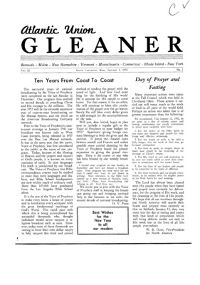 Atlantic Union Gleaner | January 1, 1952
