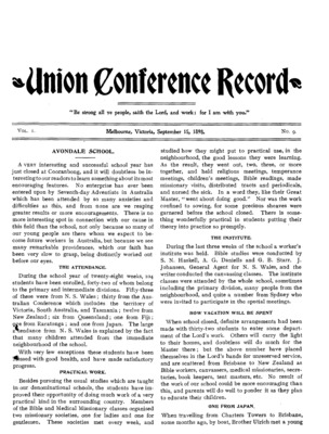 Union Conference Record | September 15, 1898