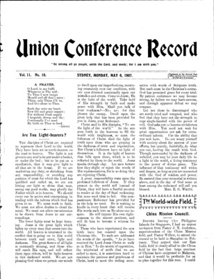 Union Conference Record | May 6, 1907
