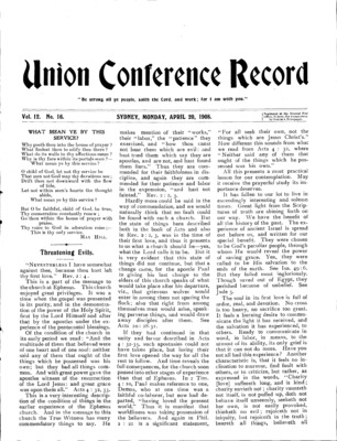 Union Conference Record | April 20, 1908