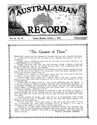 Australasian Record | October 1, 1934