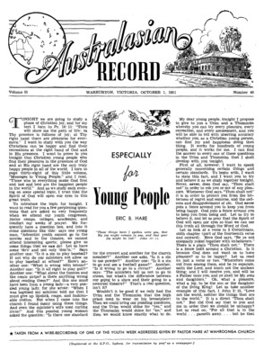 Australasian Record | October 1, 1951