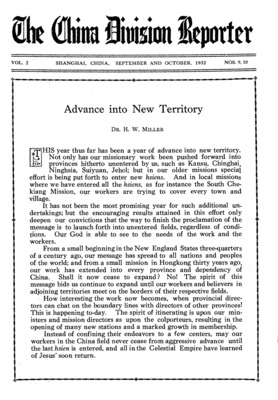 The China Division Reporter | September 1, 1932