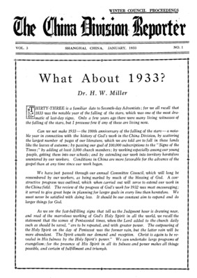 The China Division Reporter | January 1, 1933