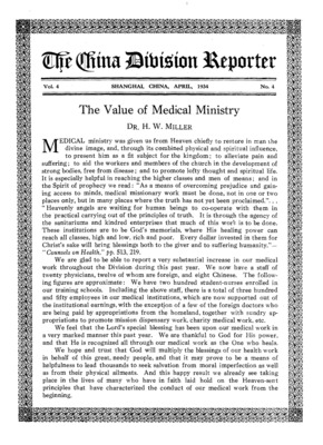 The China Division Reporter | April 1, 1934