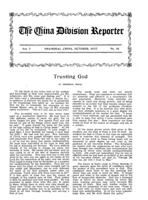 The China Division Reporter | October 1, 1937