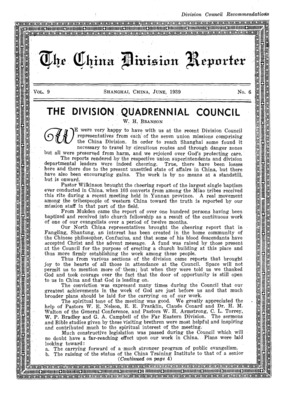 The China Division Reporter | June 1, 1939