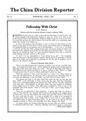 The China Division Reporter | April 1, 1949