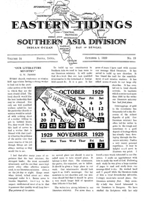 Eastern Tidings | October 1, 1929