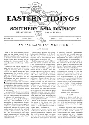 Eastern Tidings | April 1, 1930