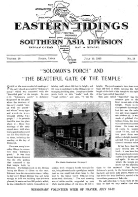 Eastern Tidings | July 15, 1933