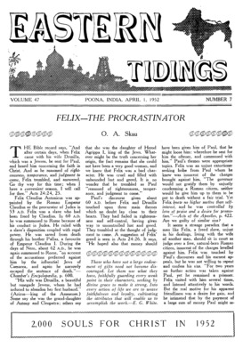 Eastern Tidings | April 1, 1952