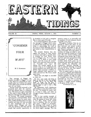 Eastern Tidings | August 1, 1953