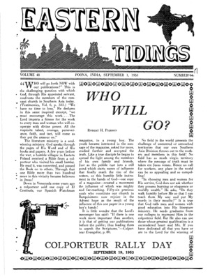 Eastern Tidings | September 1, 1953