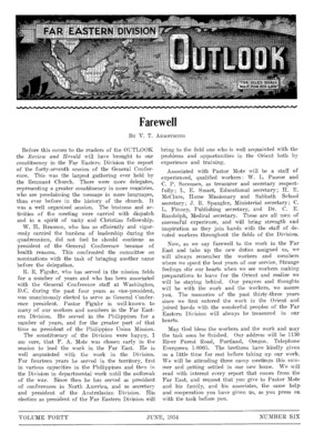 Far Eastern Division Outlook | June 1, 1954
