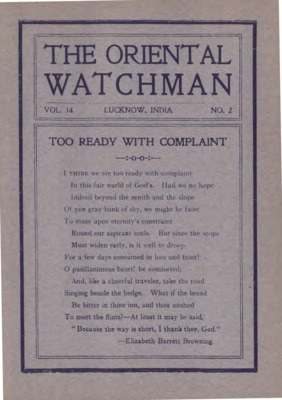 The Oriental Watchman | February 1, 1911