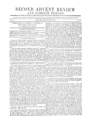 Second Advent Review, and Sabbath Herald | June 2, 1851