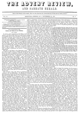Advent Review, and Sabbath Herald | November 25, 1851