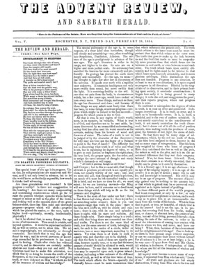 Advent Review, and Sabbath Herald | February 28, 1854