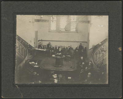 Ellen G. White at the rostrum on April 2, 1901, speaking at the 1901 General Conference