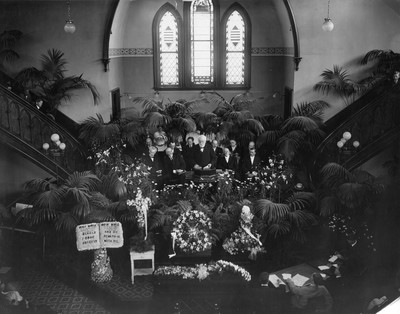 Full view of the platform during the funeral service of Ellen G. White