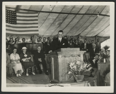 The Governor of Michigan speaking at campmeeting, 1935