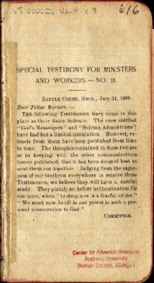 Special Testimony For Ministers and Workers - No. 11
