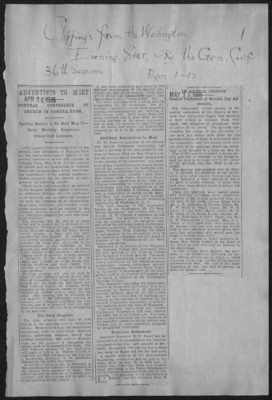 Clippings Regarding John Harvey Kellogg, the Battle Creek Sanitarium, and Prominent Individuals from Battle Creek, Michigan, and the 1905 General Conference Session