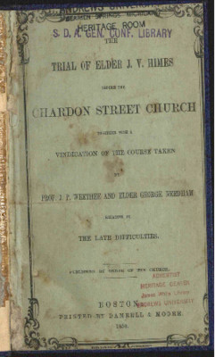 The Trial Of Elder J.V. Himes Before The Chardon Street Church