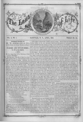 The Laws of Life | April 0, 1863