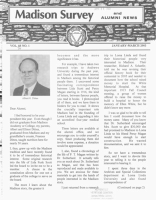 Madison Survey and Alumni News | January 0, 2003