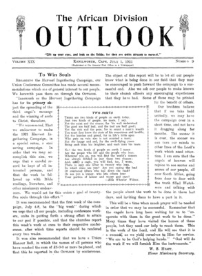 The African Division Outlook | July 1, 1921