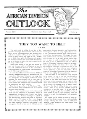 The African Division Outlook | May 1, 1928