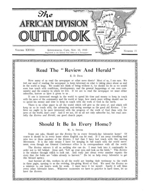 The African Division Outlook | November 10, 1930