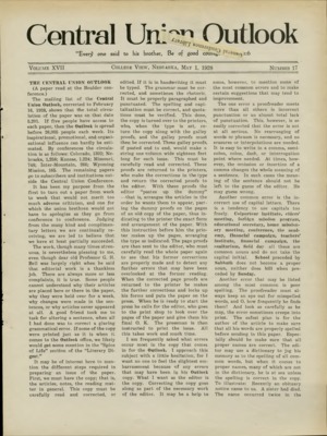 Central Union Outlook | May 1, 1928