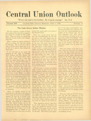 Central Union Outlook | April 1, 1930