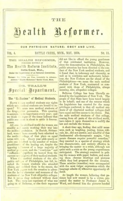 The Health Reformer | May 1, 1870