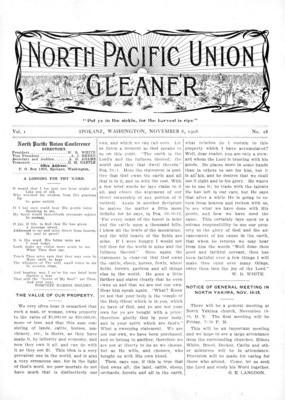 North Pacific Union Gleaner | November 8, 1906