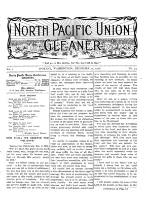 North Pacific Union Gleaner | December 20, 1906