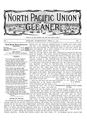 North Pacific Union Gleaner | April 25, 1907
