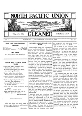 North Pacific Union Gleaner | October 27, 1909