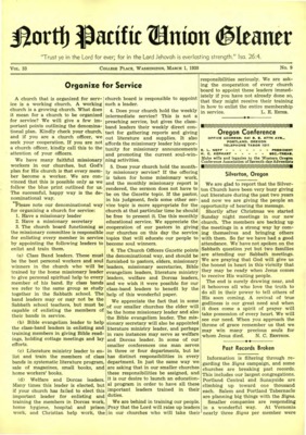North Pacific Union Gleaner | March 1, 1938