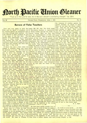 North Pacific Union Gleaner | April 1, 1941