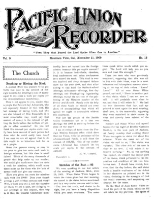 Pacific Union Recorder | November 11, 1909