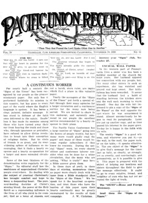 Pacific Union Recorder | November 18, 1920