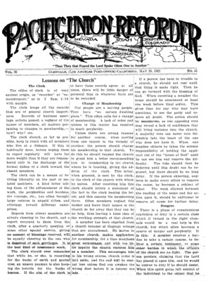 Pacific Union Recorder | May 26, 1921