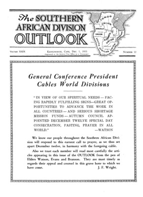 The Southern African Division Outlook | December 1, 1931