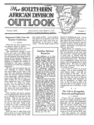 The Southern African Division Outlook | March 1, 1932