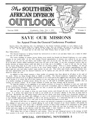 The Southern African Division Outlook | November 1, 1932