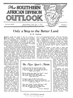 The Southern African Division Outlook | January 1, 1933